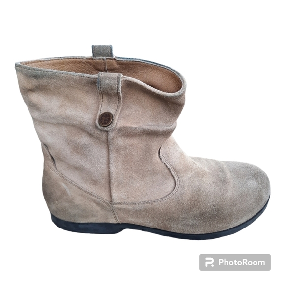 Birkenstock Sarnia beige suede leather slouch ankle boots size 9-9.5/EU 40 - Picture 1 of 16